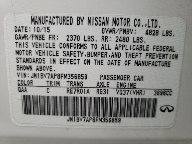 Photo 10 from auction – 2015 INFINITI Q50 BASE with VIN JN1BV7AP8FM356859