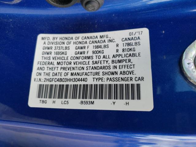 Photo 10 from auction – 2017 HONDA CIVIC LX with VIN 2HGFC4B03HH304440
