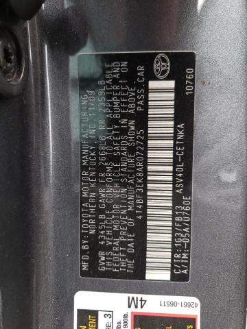 Photo 10 from auction – 2010 TOYOTA CAMRY BASE with VIN 4T4BF3EK8AR072725