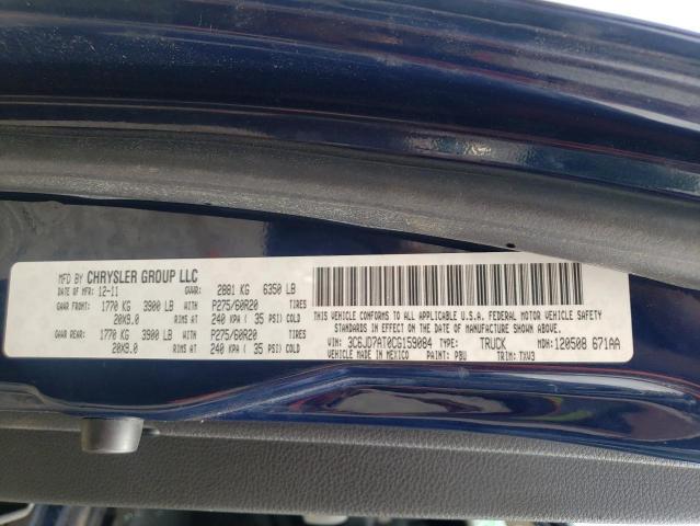 Photo 10 from auction – 2012 DODGE RAM 1500 S with VIN 3C6JD7AT0CG159084