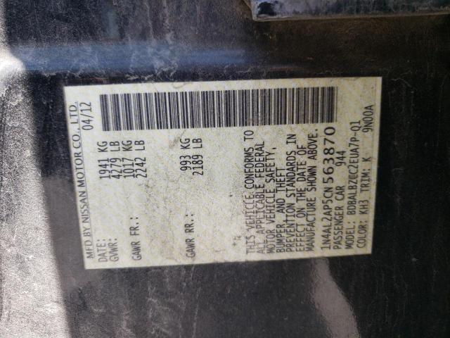 Photo 10 from auction – 2012 NISSAN ALTIMA BAS with VIN 1N4AL2AP5CN563870
