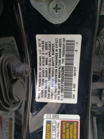 Photo 10 from auction – 2010 HONDA CIVIC EX with VIN 19XFA1F85AE043090