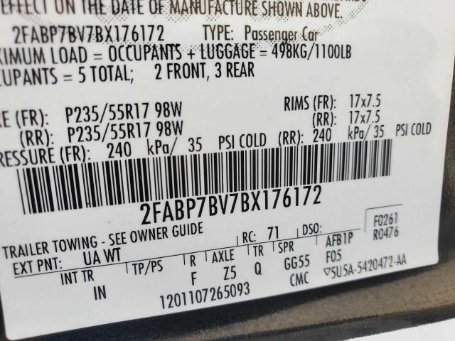 Photo 10 from auction – 2011 FORD CROWN VICT with VIN 2FABP7BV7BX176172