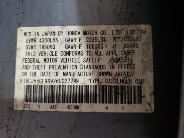 Photo 10 from auction – 2006 ACURA TSX with VIN JH4CL96926C027799