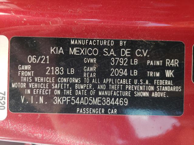 Photo 10 from auction – 2021 KIA FORTE EX with VIN 3KPF54AD5ME384469