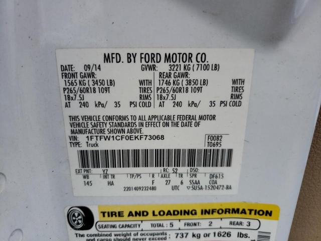Photo 10 from auction – 2014 FORD F150 SUPER with VIN 1FTFW1CF0EKF73068