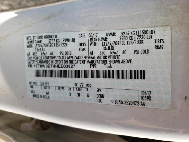 Photo 10 from auction – 2017 FORD F350 SUPER with VIN 1FT8W3BT4HEE03827