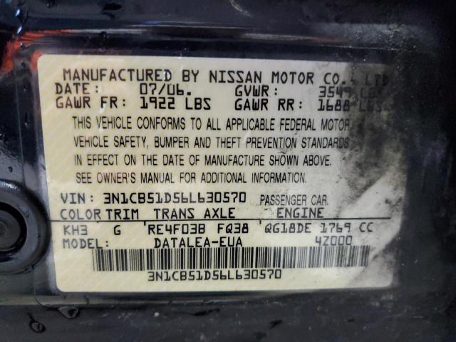 Photo 10 from auction – 2006 NISSAN SENTRA with VIN 3N1CB51D56L630570
