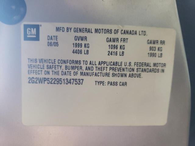 Photo 10 from auction – 2005 PONTIAC GRAND PRIX with VIN 2G2WP522951347537