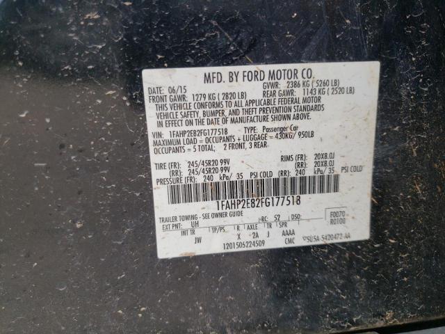 Photo 10 from auction – 2015 FORD TAURUS SEL with VIN 1FAHP2E82FG177518