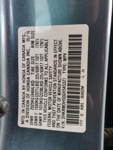 Photo 10 from auction – 2016 HONDA CR-V EX with VIN 2HKRM3H50GH545321