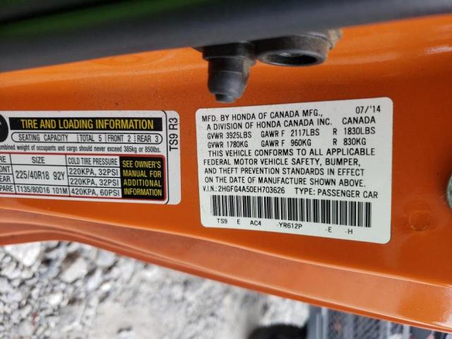Photo 10 from auction – 2014 HONDA CIVIC SI with VIN 2HGFG4A50EH703626