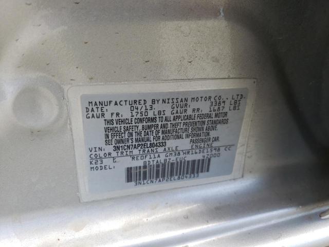 Photo 10 from auction – 2014 NISSAN VERSA S with VIN 3N1CN7AP2EL804333