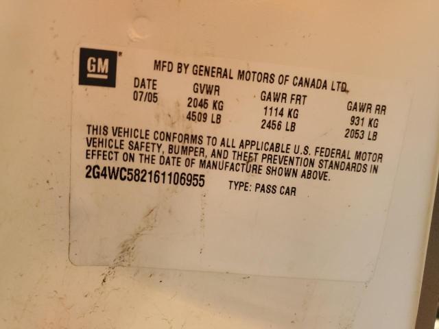 Photo 10 from auction – 2006 BUICK LACROSSE C with VIN 2G4WC582161106955