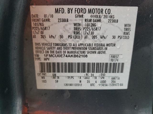 Photo 10 from auction – 2010 FORD ESCAPE LIM with VIN 1FMCU0E74AKB62108