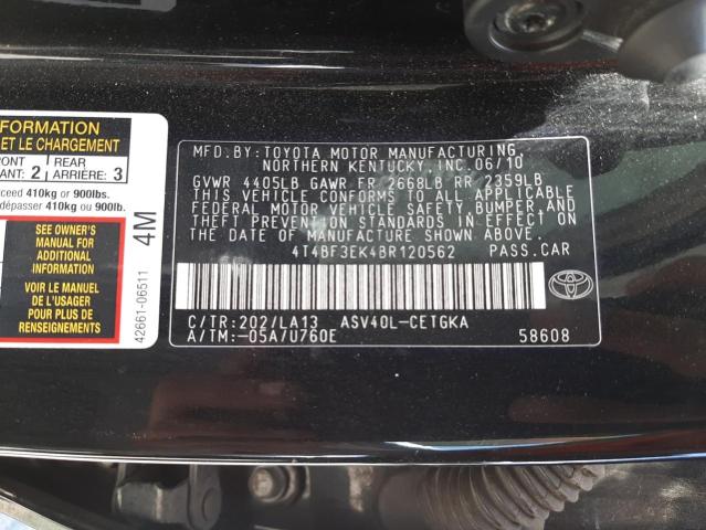 Photo 10 from auction – 2011 TOYOTA CAMRY BASE with VIN 4T4BF3EK4BR120562