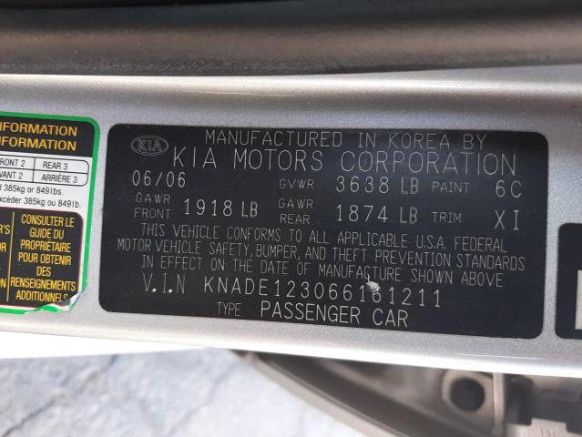 Photo 10 from auction – 2006 KIA RIO with VIN KNADE123066161211