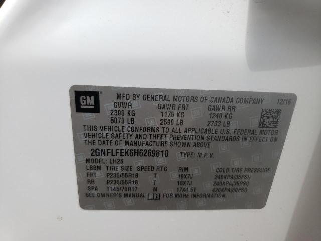 Photo 10 from auction – 2017 CHEVROLET EQUINOX LT with VIN 2GNFLFEK6H6269810