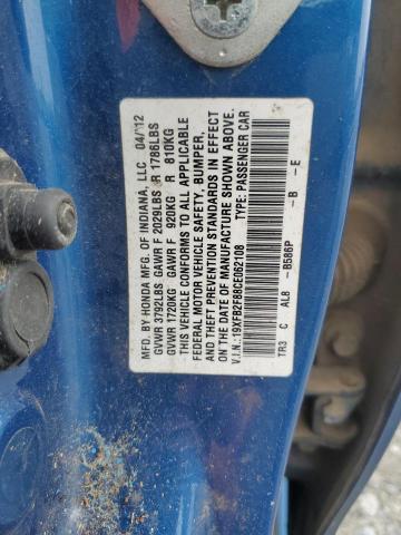 Photo 10 from auction – 2012 HONDA CIVIC EX with VIN 19XFB2F88CE062108