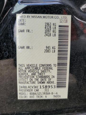Photo 10 from auction – 2019 NISSAN ALTIMA SR with VIN 1N4BL4CV3KC158953