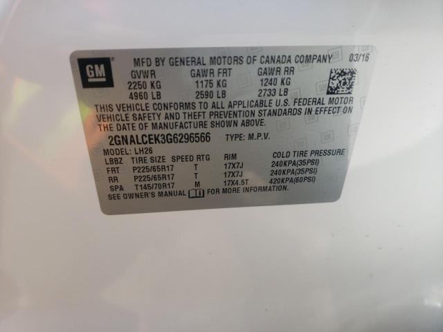 Photo 10 from auction – 2016 CHEVROLET EQUINOX LT with VIN 2GNALCEK3G6296566