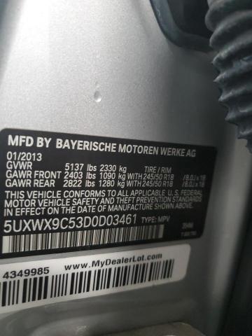 Photo 10 from auction – 2013 BMW X3 XDRIVE2 with VIN 5UXWX9C53D0D03461