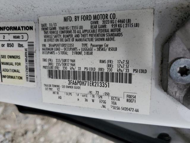 Photo 10 from auction – 2014 FORD FUSION SE with VIN 3FA6P0H71ER213351