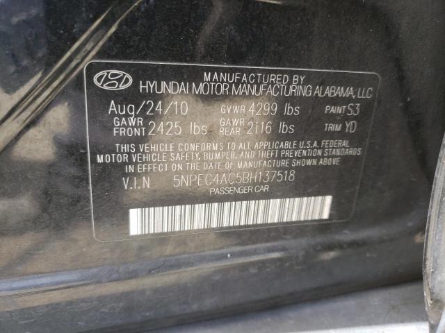 Photo 10 from auction – 2011 HYUNDAI SONATA SE with VIN 5NPEC4AC5BH137518