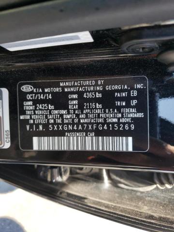 Photo 10 from auction – 2015 KIA OPTIMA EX with VIN 5XXGN4A7XFG415269