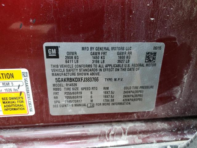 Photo 10 from auction – 2015 BUICK ENCLAVE with VIN 5GAKRBKDXFJ383766