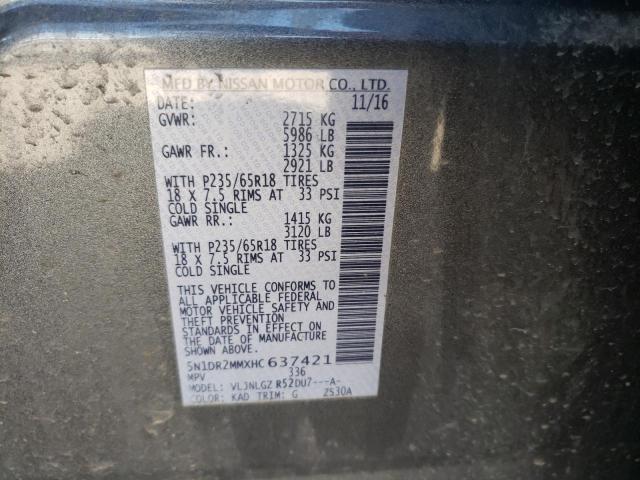 Photo 10 from auction – 2017 NISSAN PATHFINDER with VIN 5N1DR2MMXHC637421
