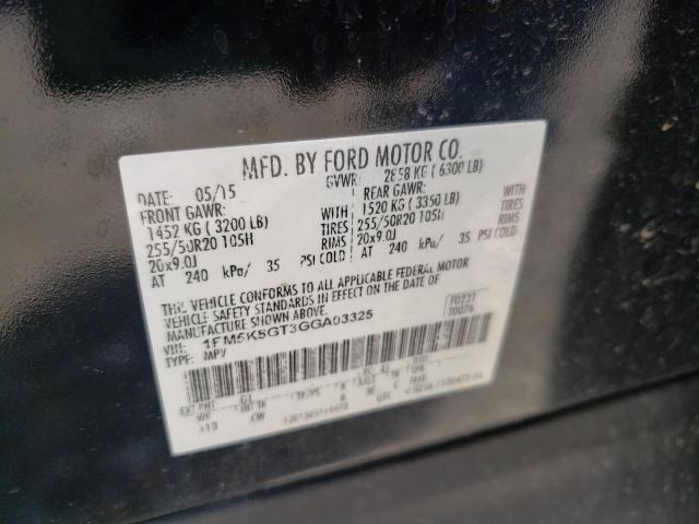 Photo 10 from auction – 2016 FORD EXPLORER S with VIN 1FM5K8GT3GGA03325