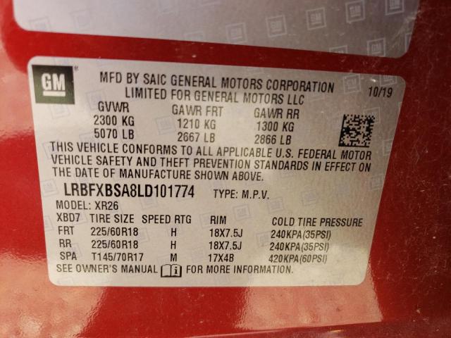 Photo 10 from auction – 2020 BUICK ENVISION P with VIN LRBFXBSA8LD101774