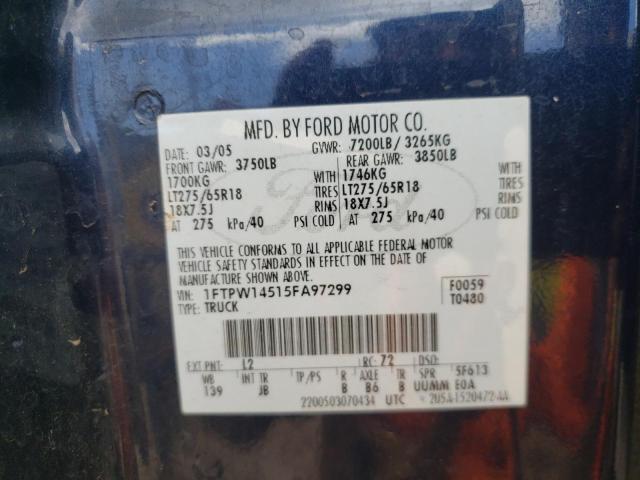 Photo 10 from auction – 2005 FORD F150 SUPER with VIN 1FTPW14515FA97299