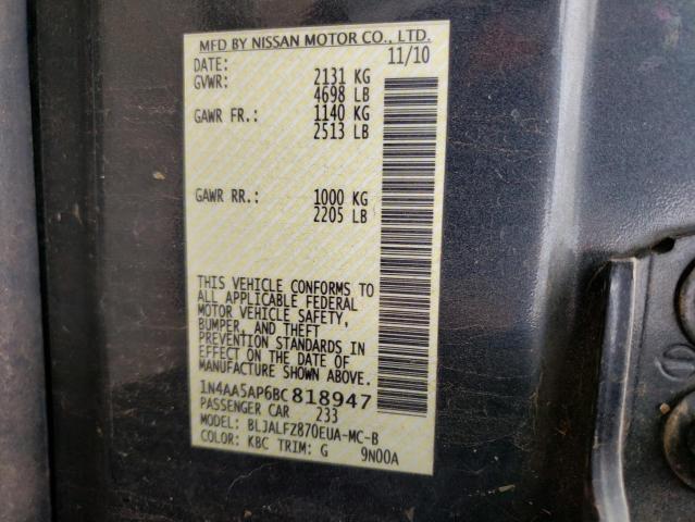 Photo 10 from auction – 2011 NISSAN MAXIMA S with VIN 1N4AA5AP6BC818947