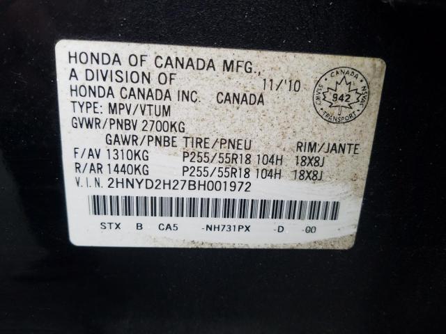 Photo 9 from auction – 2011 ACURA MDX with VIN 2HNYD2H27BH001972