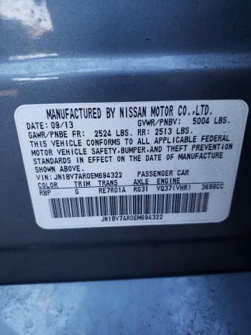 Photo 10 from auction – 2014 INFINITI Q50 BASE with VIN JN1BV7AR0EM694322