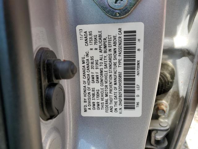Photo 10 from auction – 2013 HONDA CIVIC LX with VIN 2HGFB2F52DH595892