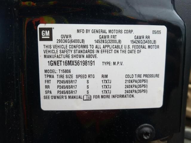 Photo 10 from auction – 2005 CHEVROLET TRAILBLAZE with VIN 1GNET16MX56198191