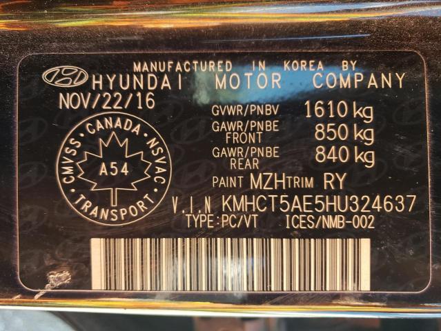 Photo 10 from auction – 2017 HYUNDAI ACCENT SE with VIN KMHCT5AE5HU324637