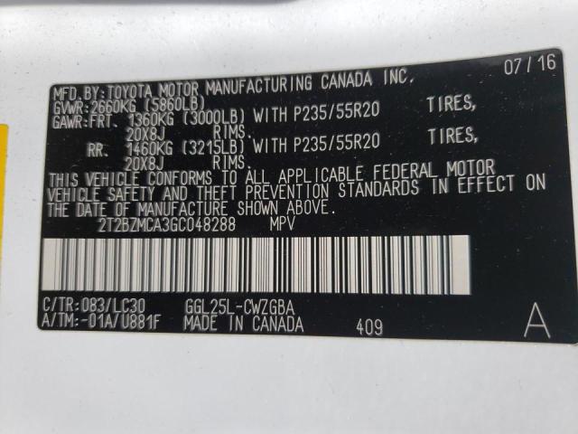Photo 10 from auction – 2016 LEXUS RX 350 BAS with VIN 2T2BZMCA3GC048288