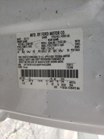 Photo 10 from auction – 2011 FORD RANGER with VIN 1FTKR1AD4BPA62288