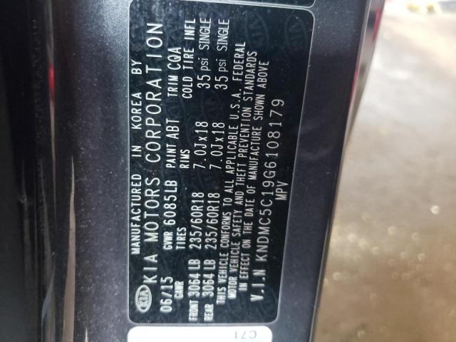 Photo 10 from auction – 2016 KIA SEDONA EX with VIN KNDMC5C19G6108179