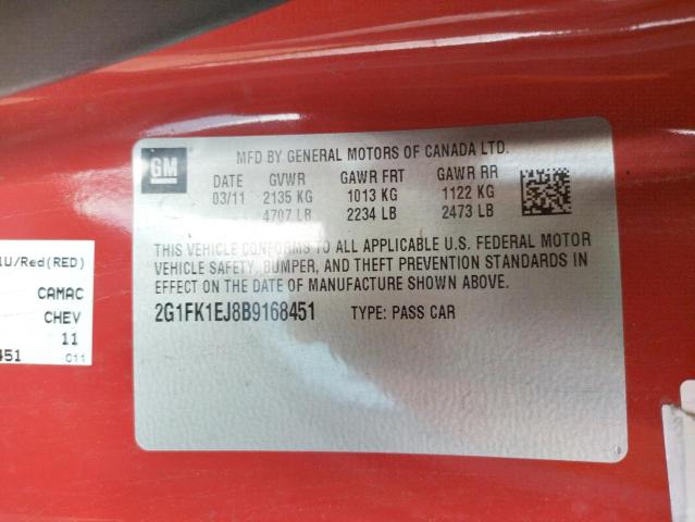 Photo 10 from auction – 2011 CHEVROLET CAMARO 2SS with VIN 2G1FK1EJ8B9168451