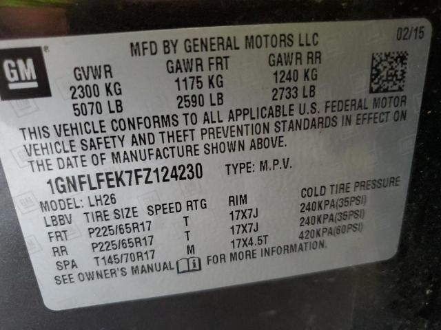 Photo 10 from auction – 2015 CHEVROLET EQUINOX LT with VIN 1GNFLFEK7FZ124230