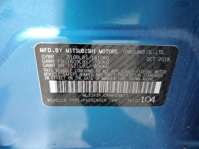 Photo 10 from auction – 2019 MITSUBISHI MIRAGE G4 with VIN ML32F3FJ0KHF03417