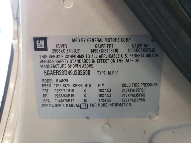 Photo 10 from auction – 2009 BUICK ENCLAVE CX with VIN 5GAER23D49J202600