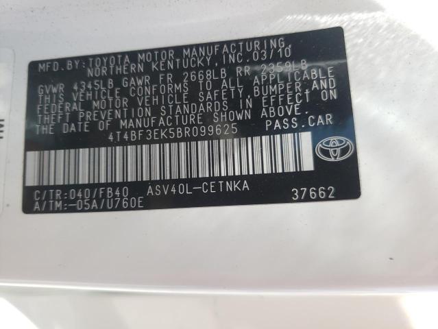 صورة رقم 10 من المزاد - 2011 TOYOTA CAMRY BASE مع VIN 4T4BF3EK5BR099625