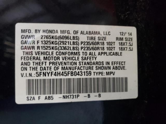 Photo 10 from auction – 2015 HONDA PILOT EX with VIN 5FNYF4H45FB043159