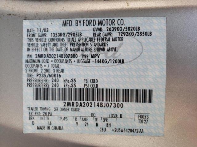 Photo 10 from auction – 2004 MERCURY MONTEREY with VIN 2MRDA20214BJ07300